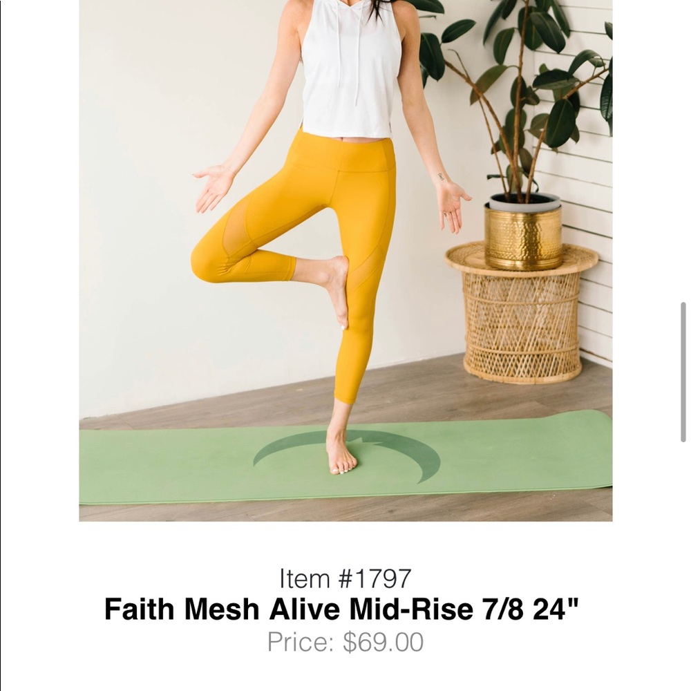 Yellow leggings with mesh detail